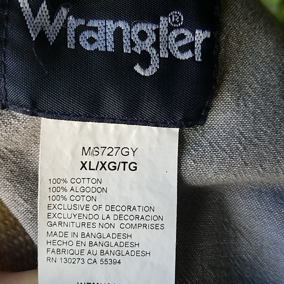 Wrangler 100% Cotton snap button down Sz XL - Picture 7 of 7